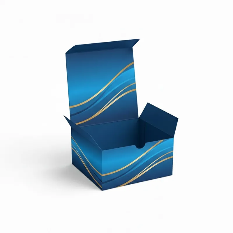 White open cake box style with curved top edges and visible interlocking tabs.
