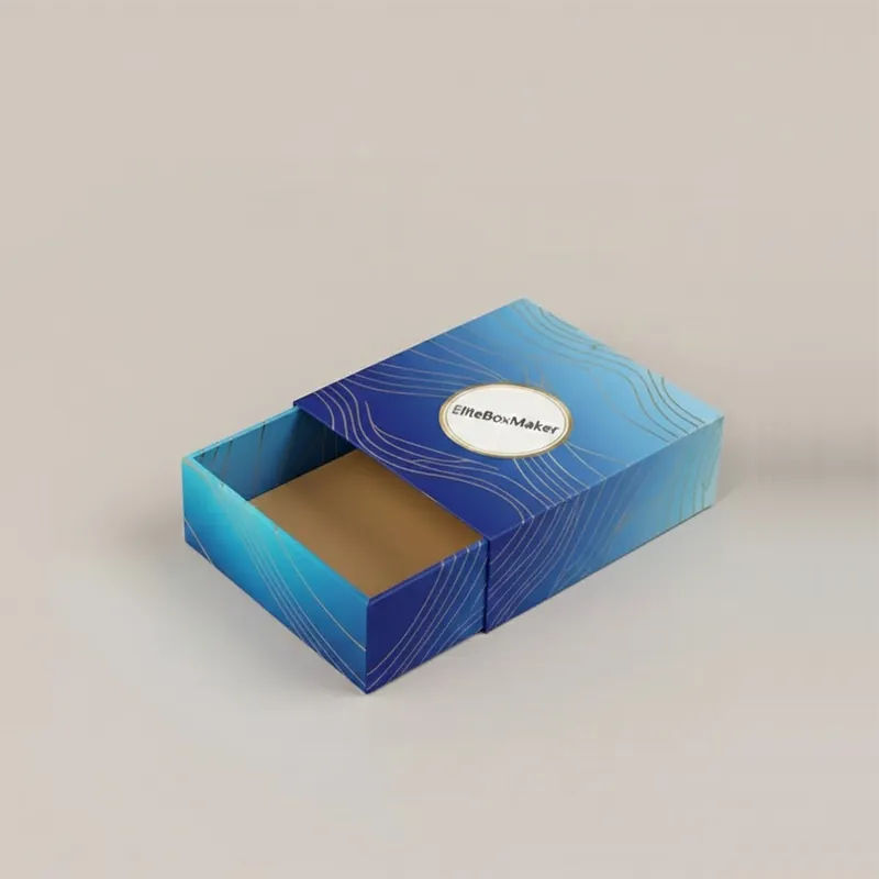 Light brown rectangular chocolate box with a hinged lid, subtly textured in beige and brown tones.