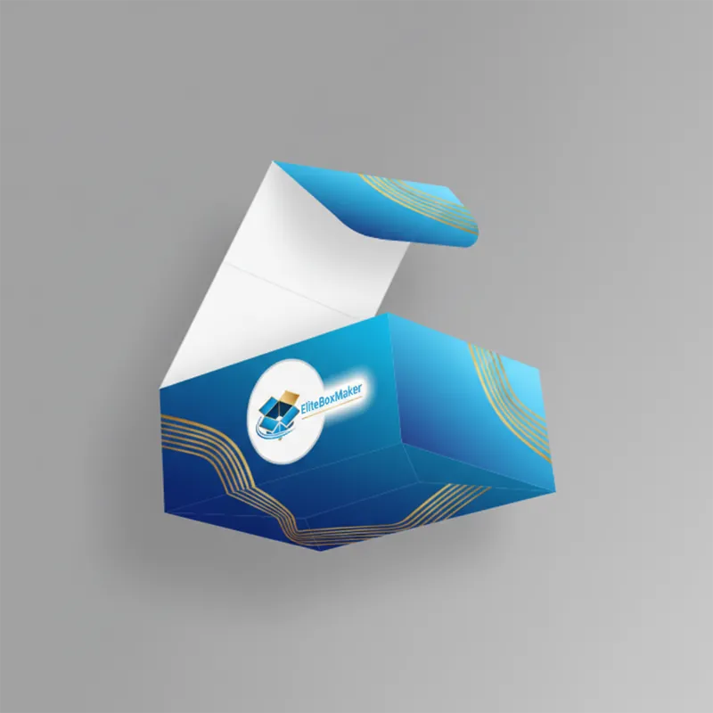 Generic paperboard produce display box with a slanted front panel and a tuck-in lid.